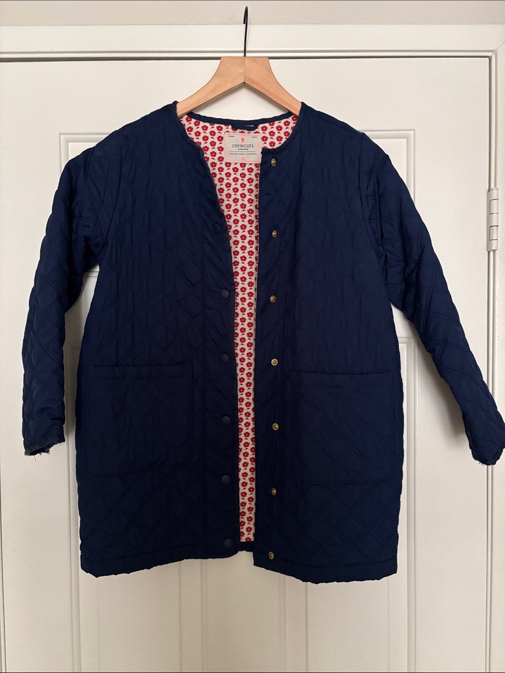 Girls Crewcuts Navy Quilted Jacket - size Medium